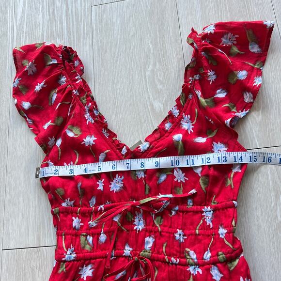 J Crew Palermo Dress In Ramie Dress XXS Floral Red - Picture 5 of 15